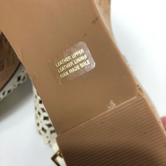 Tory Burch Ivory Flower Platform Wedge Leather Sandals Size 10.5 - Picture 11 of 11